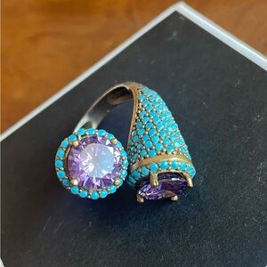 Elegant Purple and Turquoise Ring